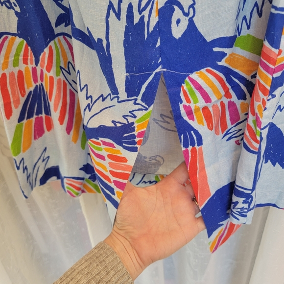 Farm Rio Blue Birds Midi Dress Size Medium NWT Colorful - Picture 12 of 13